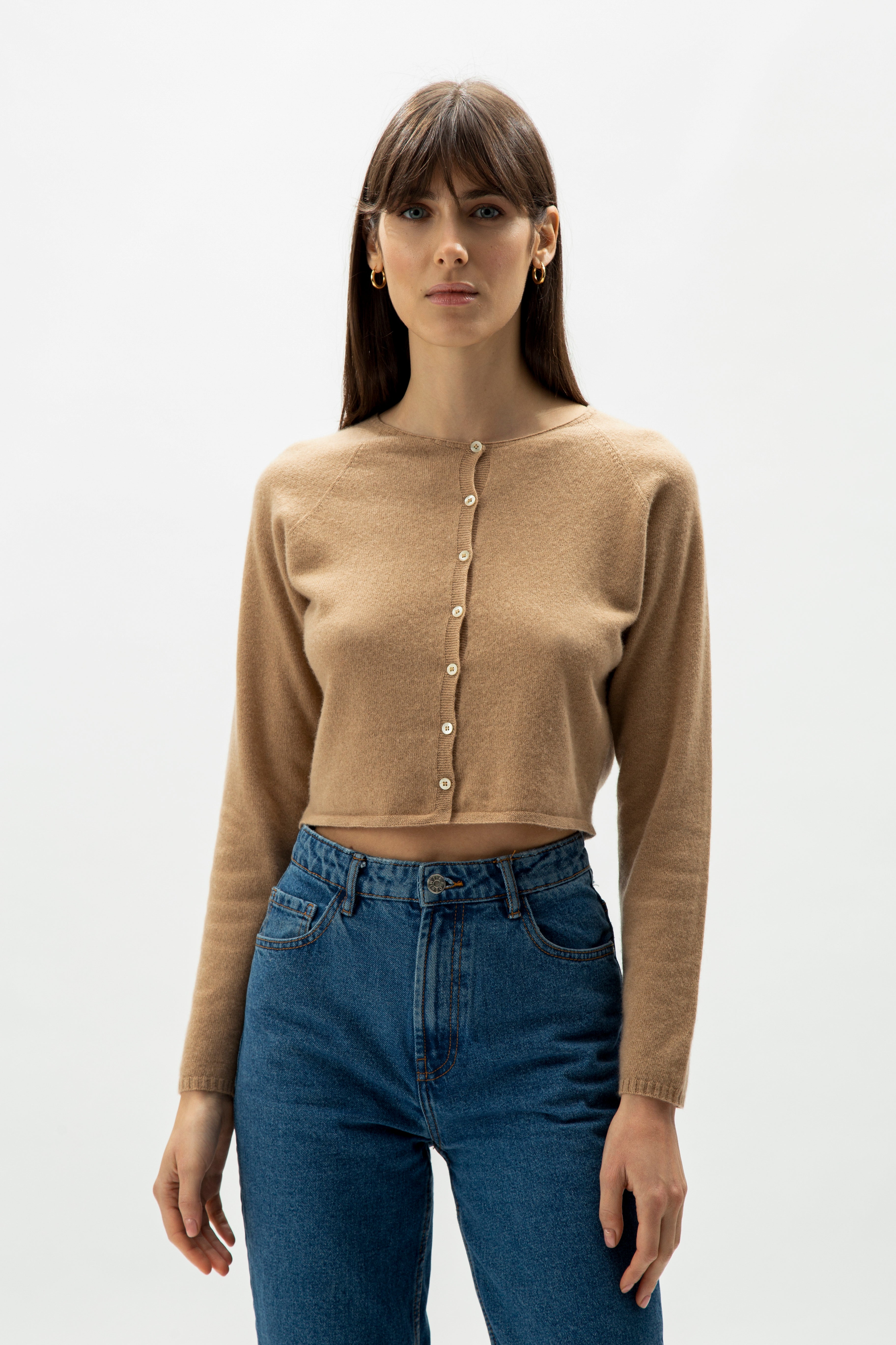 Cashmere Mix Cropped Cardigan (3D-Knit)