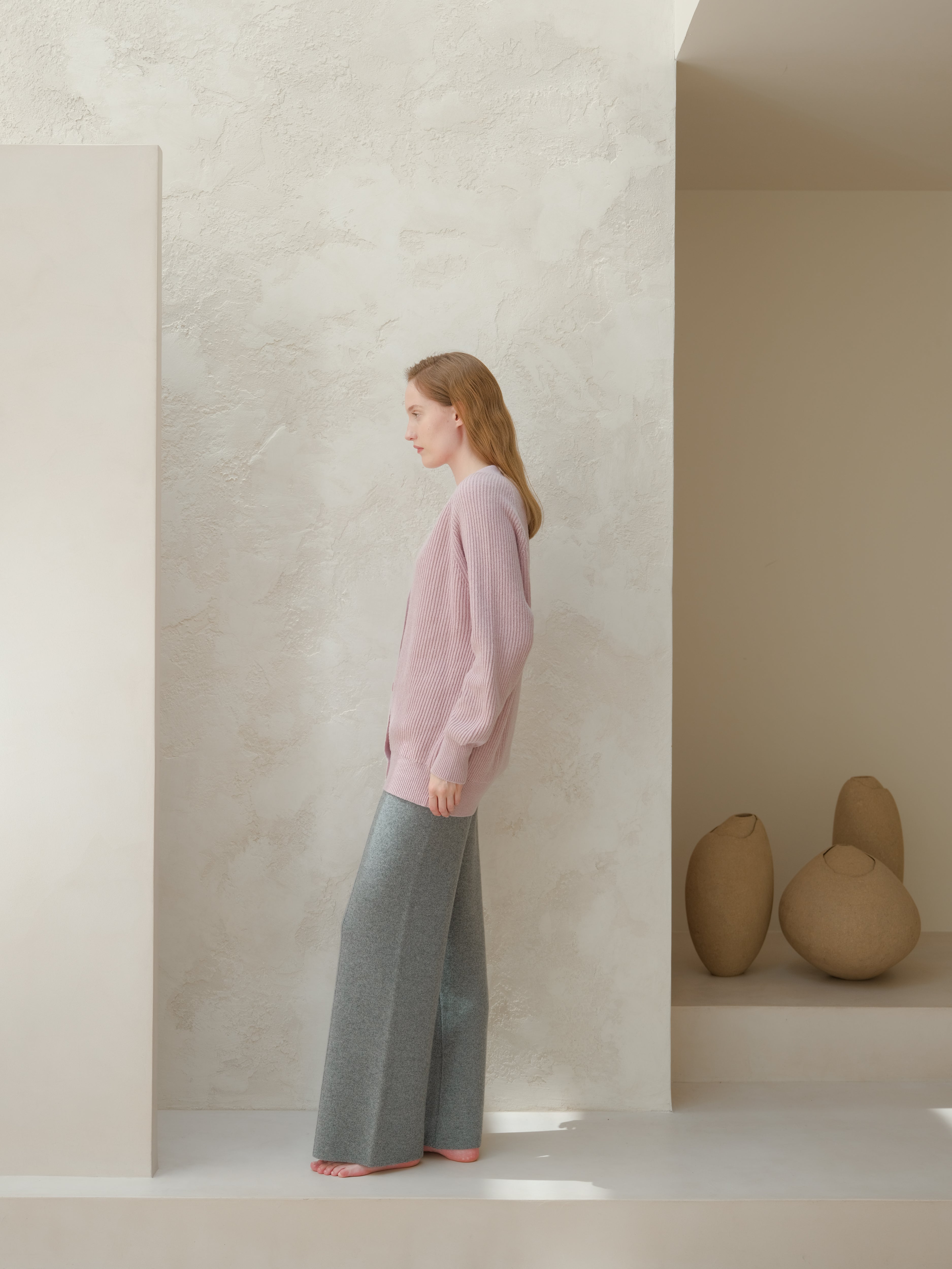 Cashmere Mix Long Ribbed Cardigan
