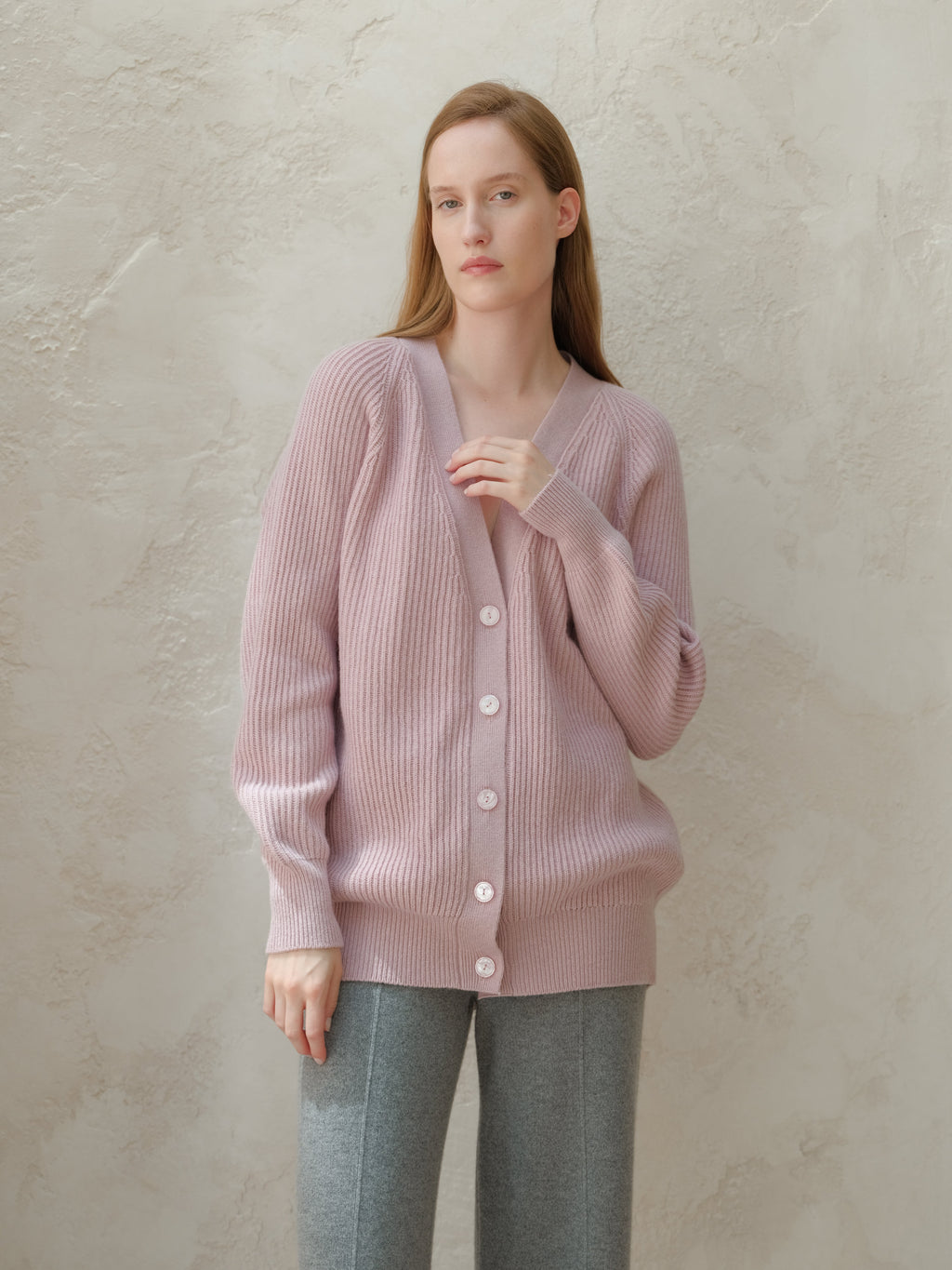 Cashmere Mix Long Ribbed Cardigan