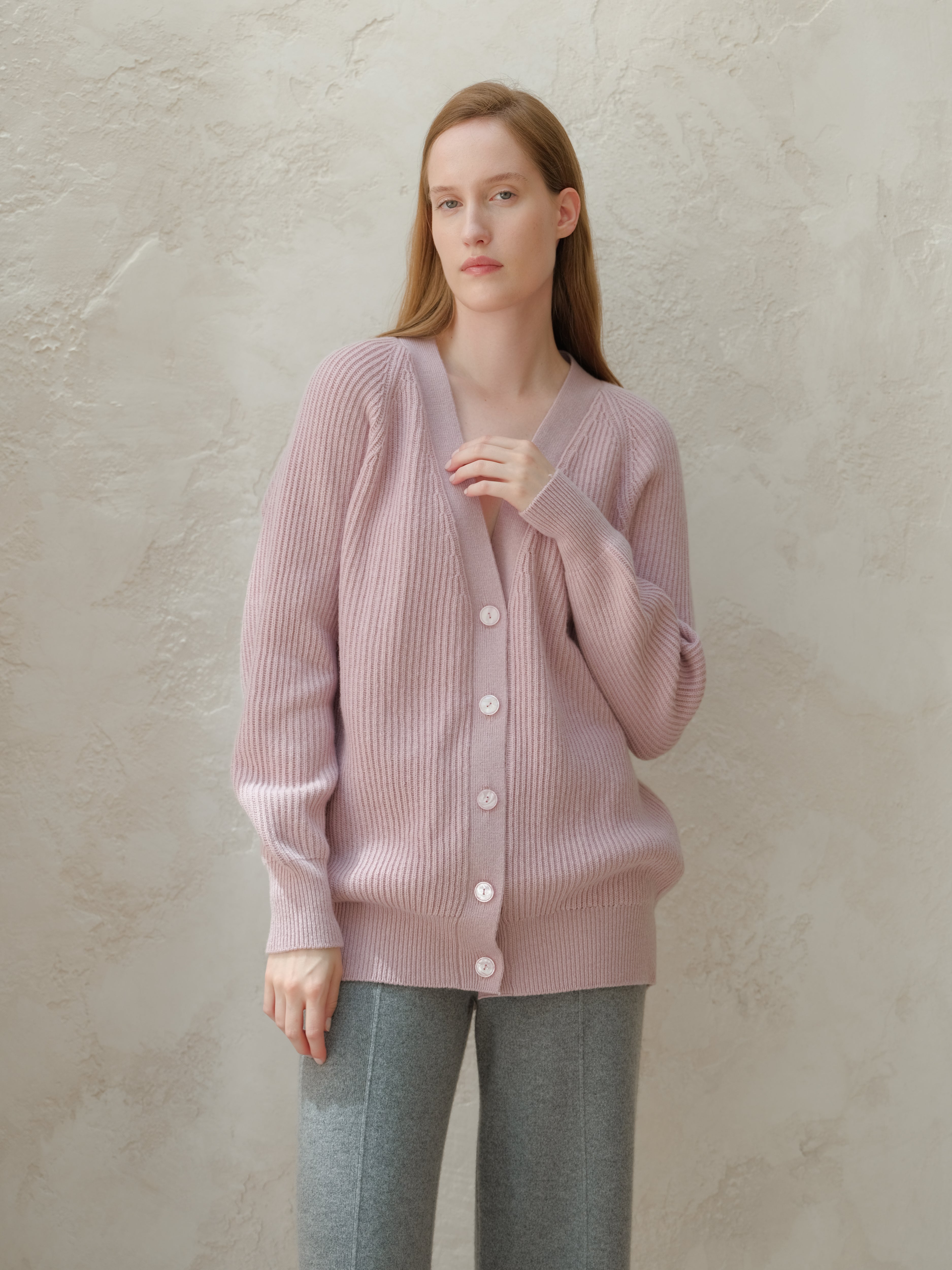 Cashmere Mix Long Ribbed Cardigan