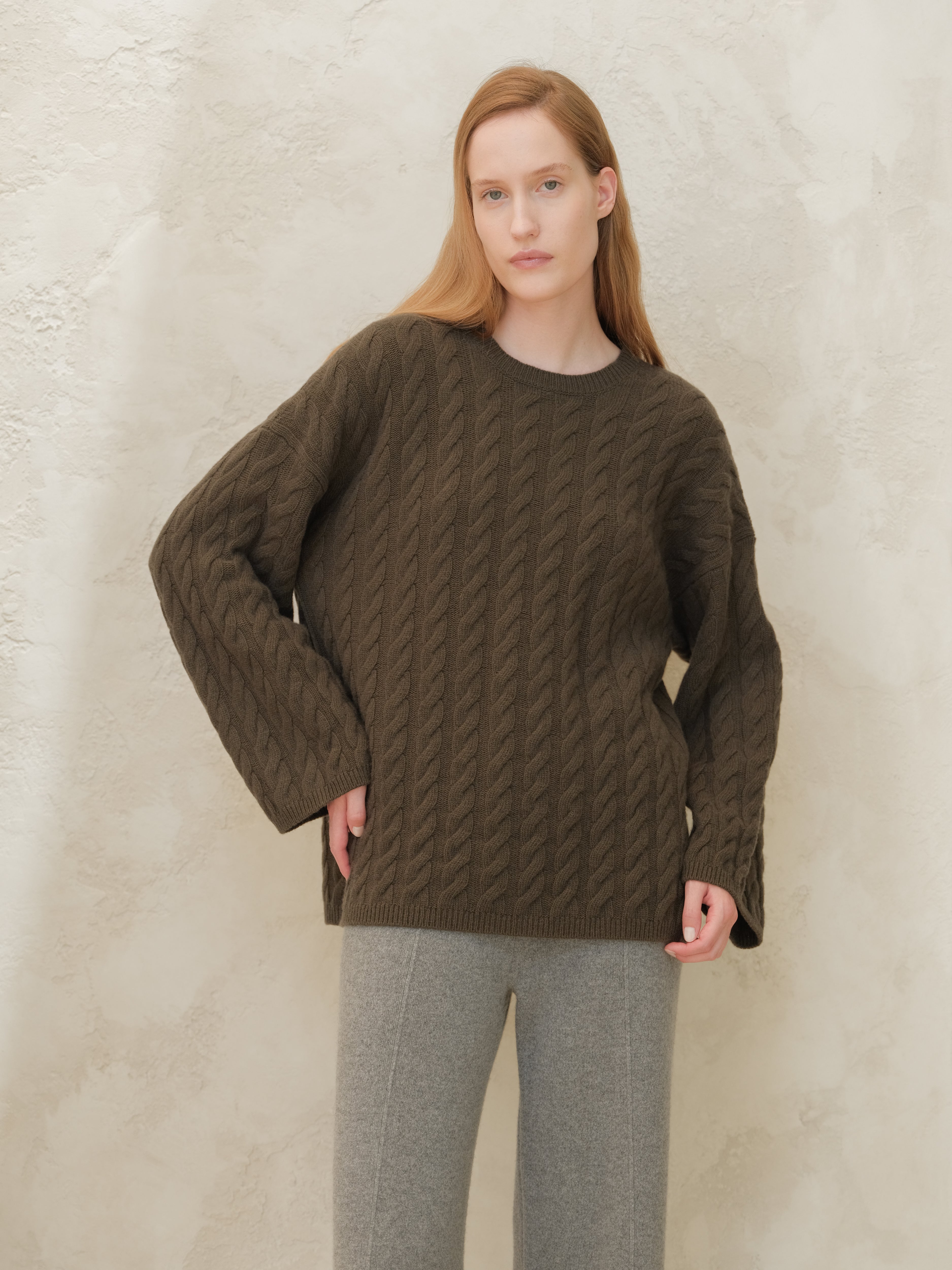 Maxi Cable-Knit Sweater in Cashmere Mix