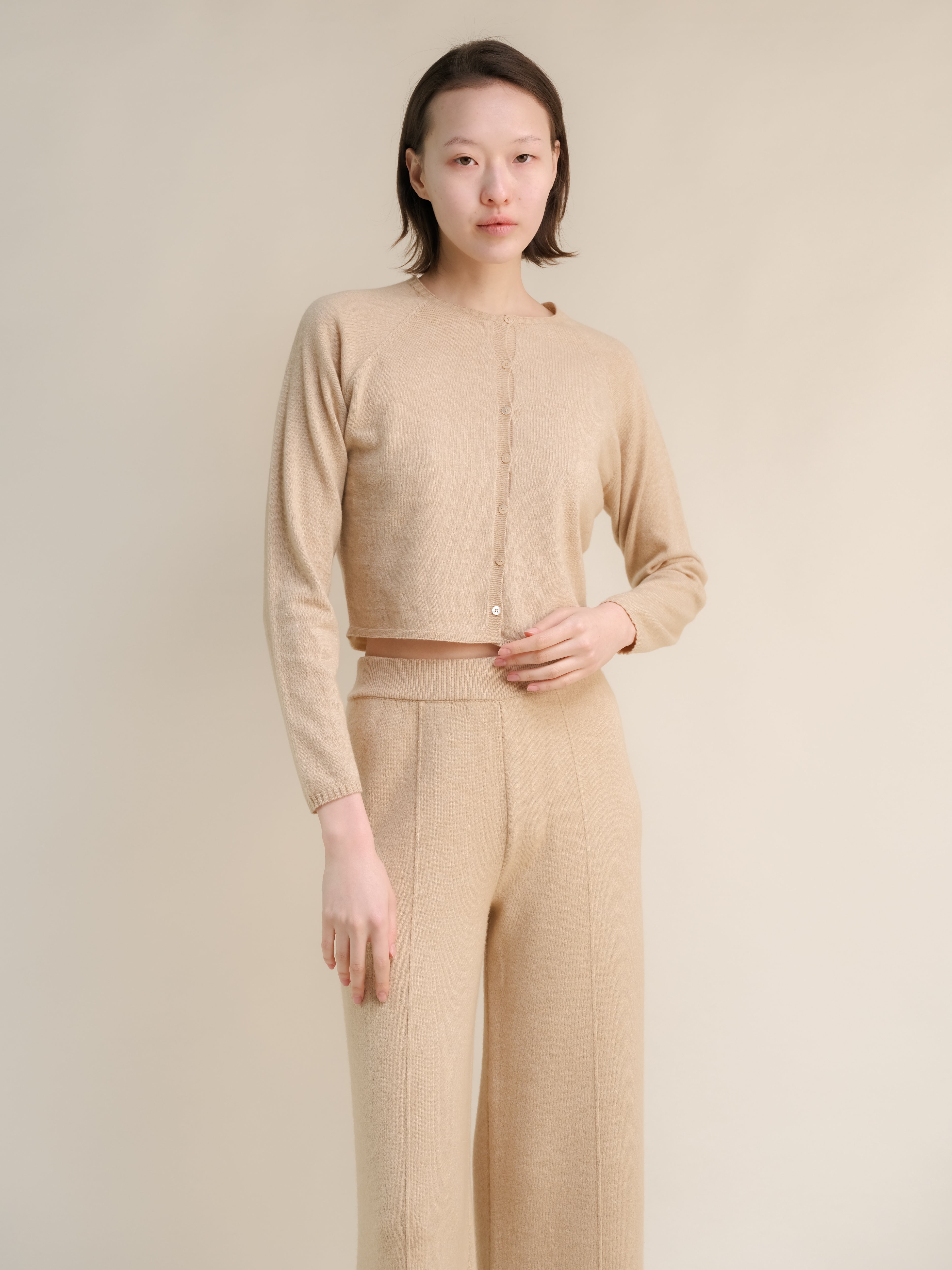 Cashmere Mix Cropped Cardigan (3D-Knit)