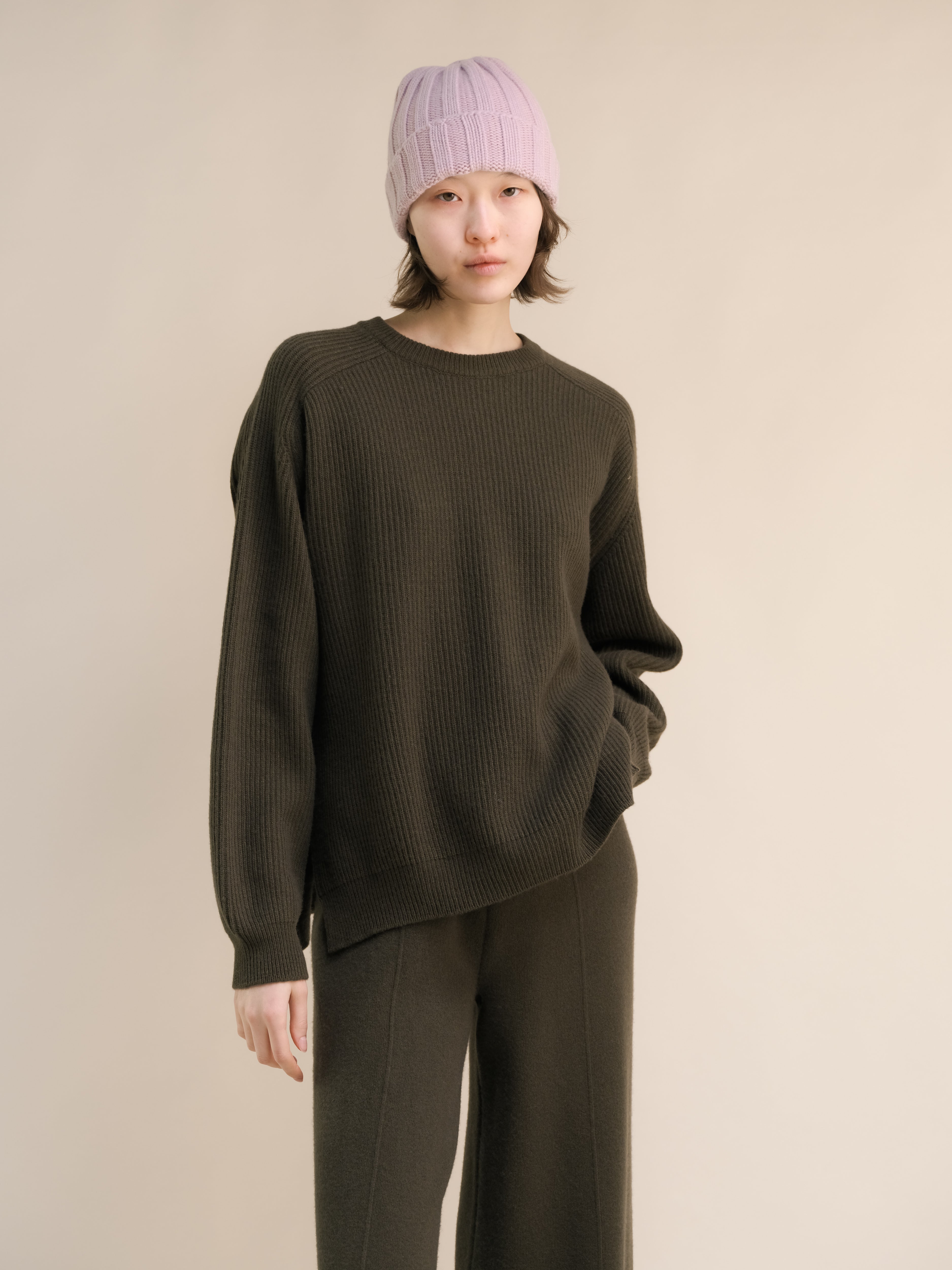 Cashmere Mix Ribbed Beanie