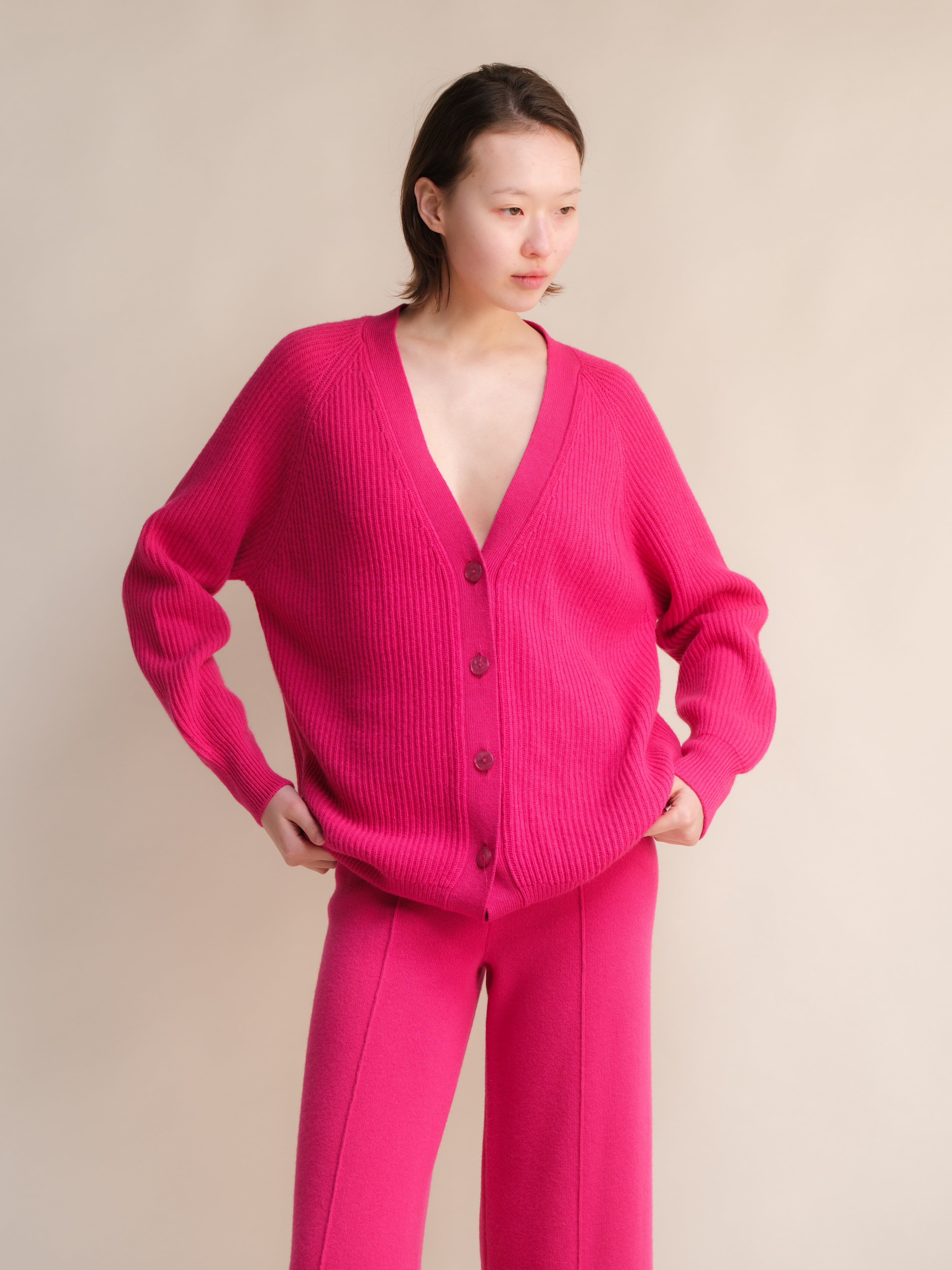 Cashmere Mix Long Ribbed Cardigan