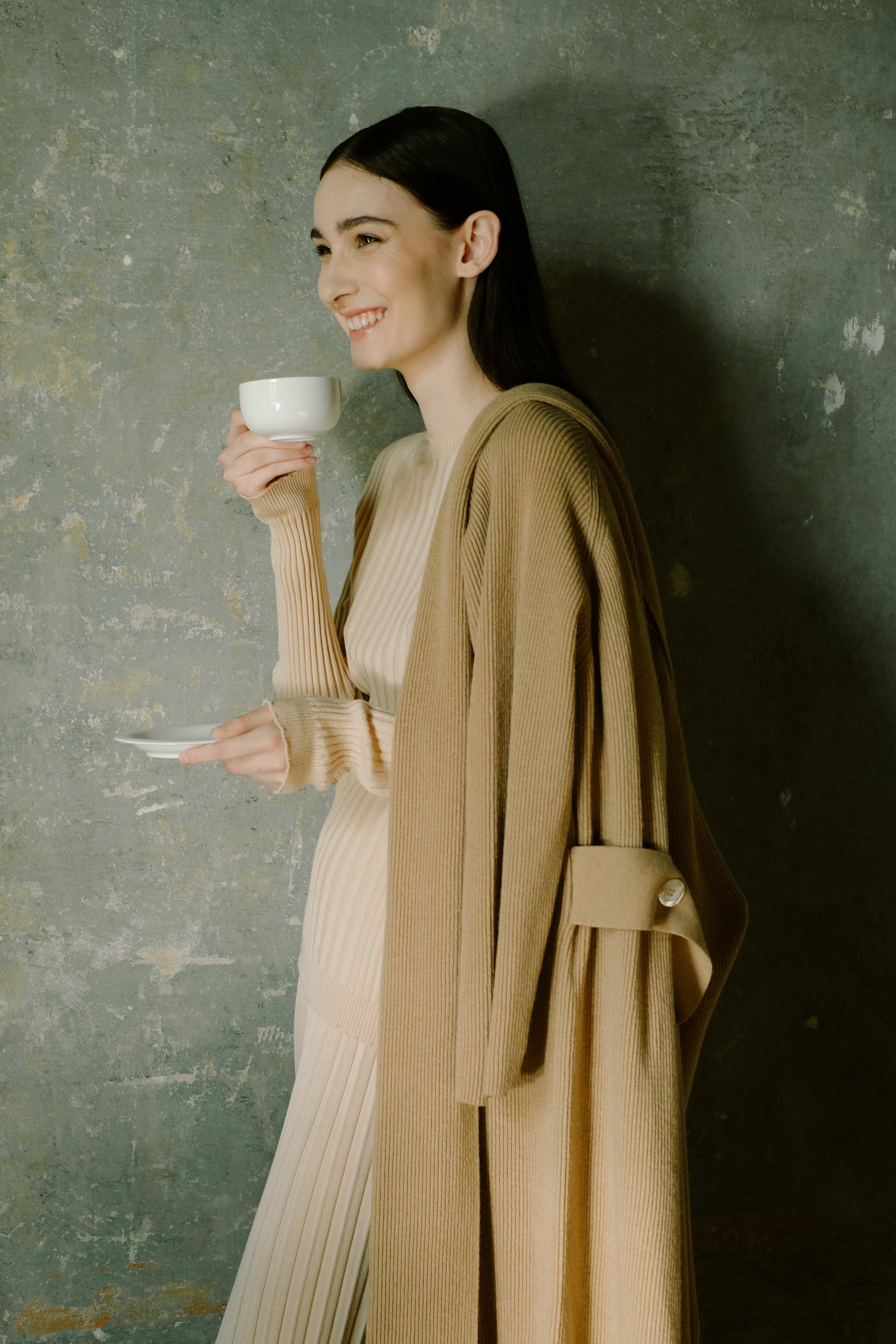 Cashmere Mix Shawl-Collar Maxi Cardigan