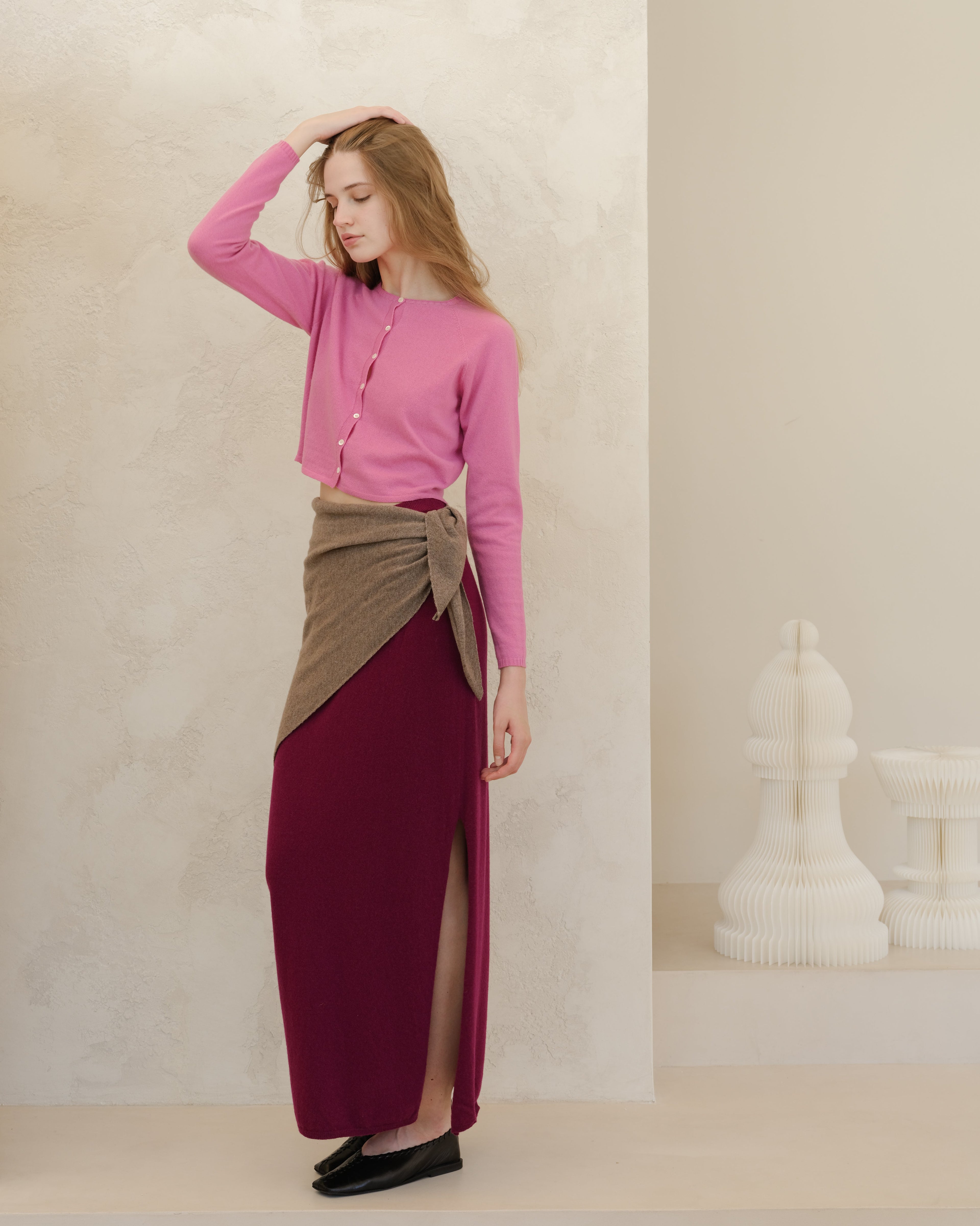 Cashmere Mix Cropped Cardigan (3D-Knit)