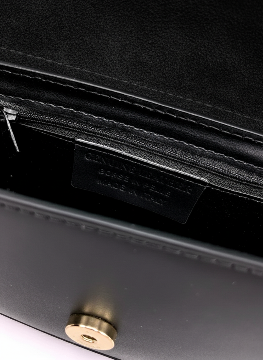Livorno – Italian Leather Shoulder Bag – Black