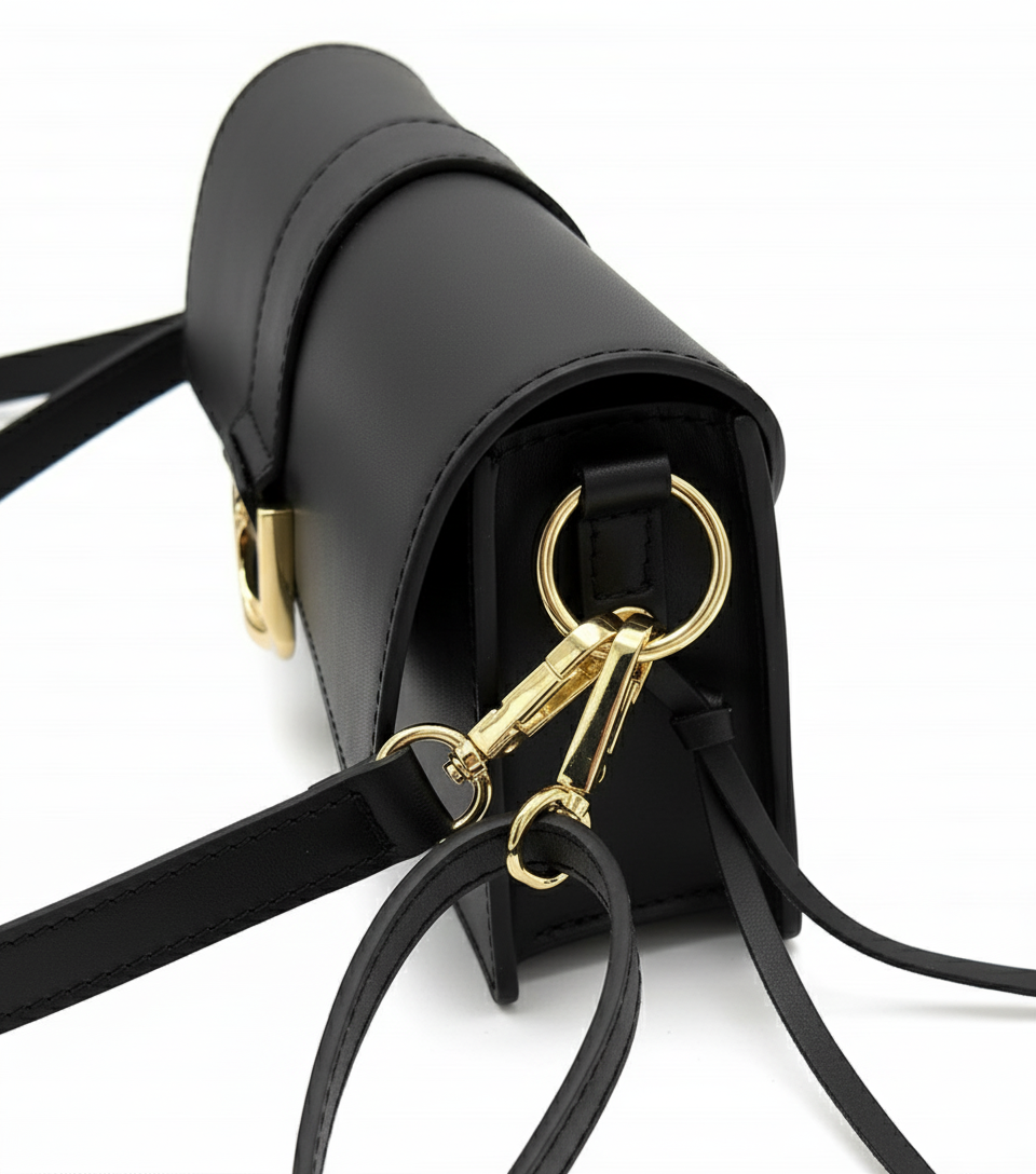 Livorno – Italian Leather Shoulder Bag – Black