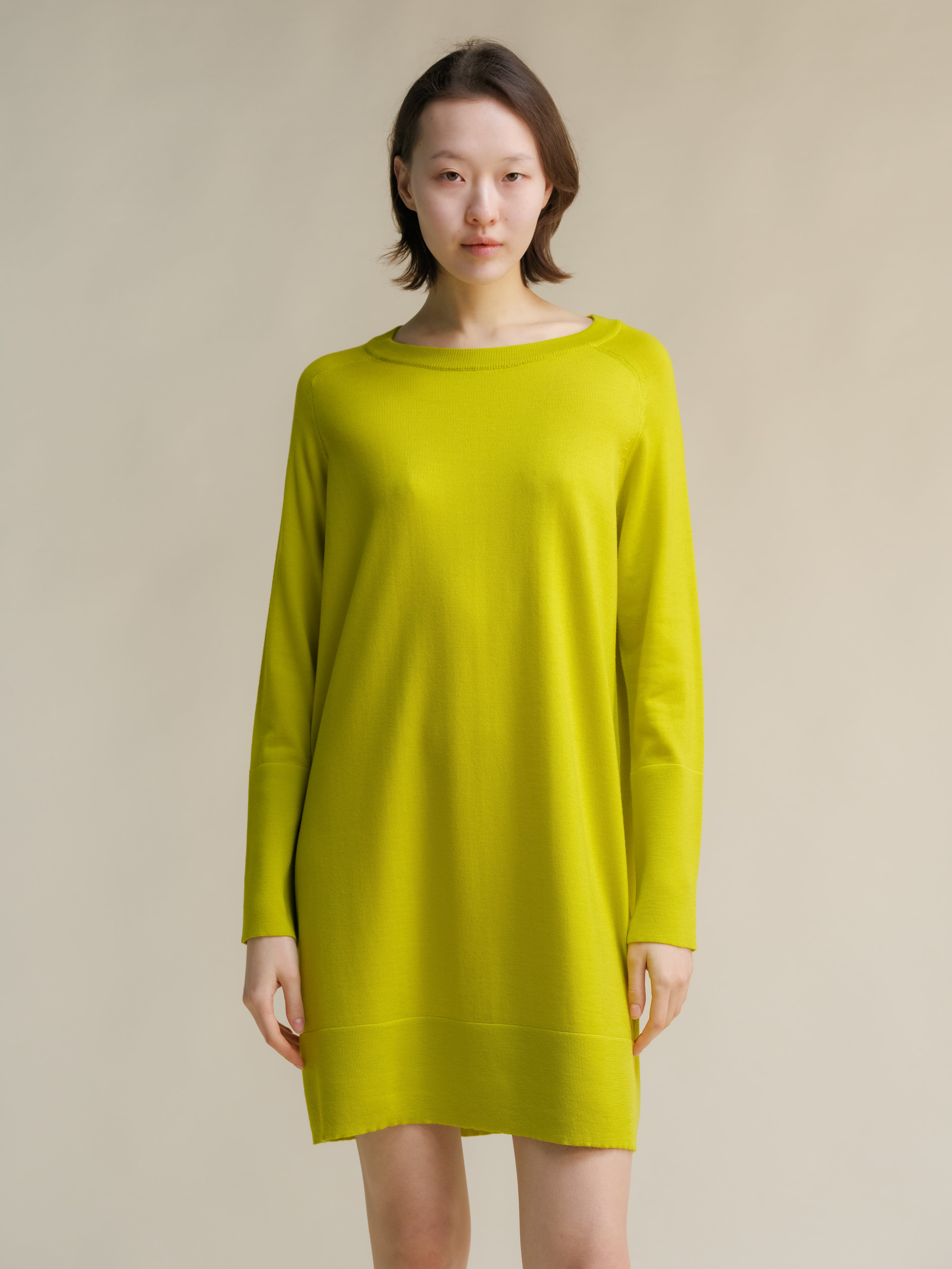 Extra Fine Merino Wool Crewneck Midi Dress