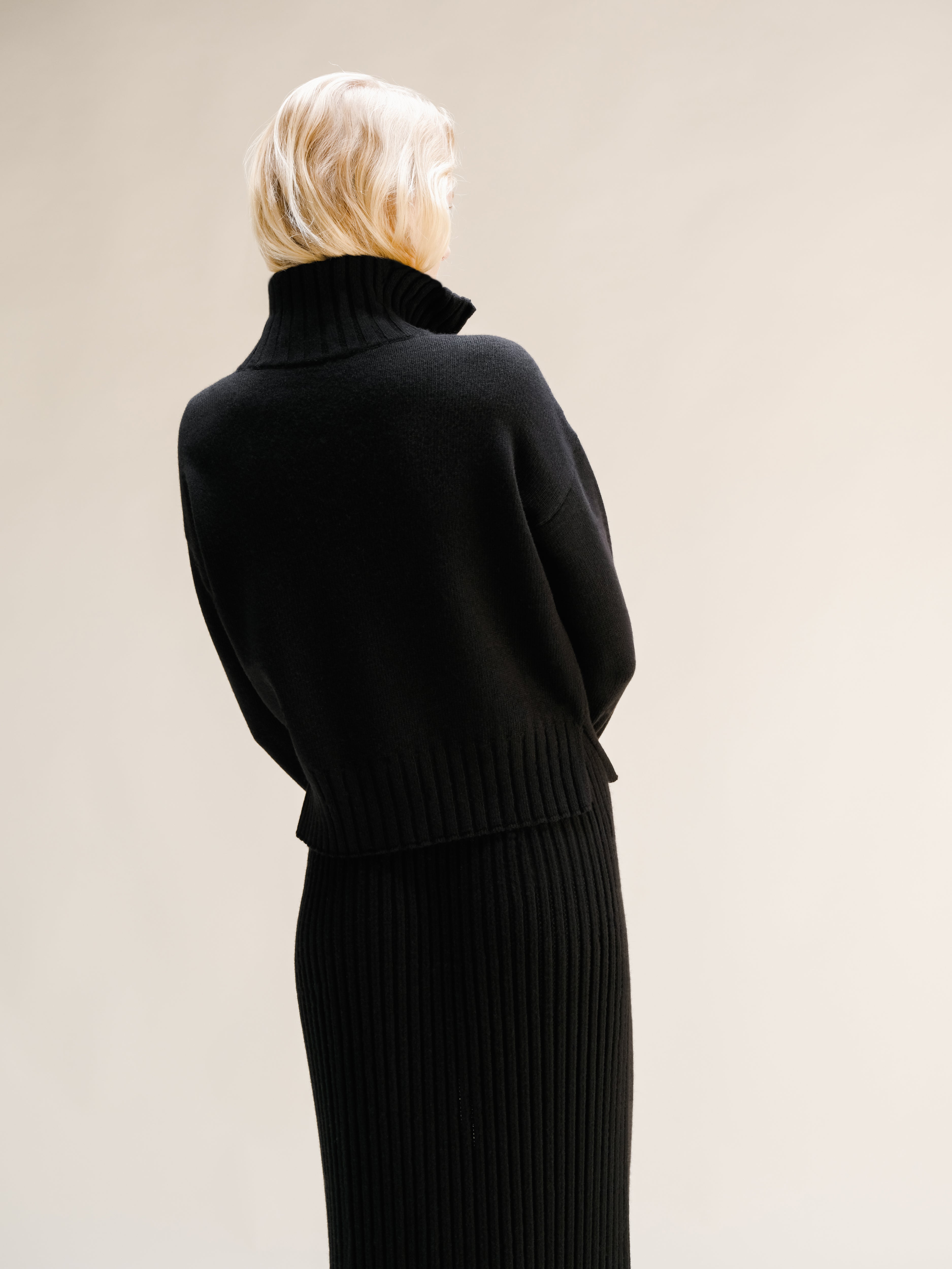 Cashmere Mix High Neck Sweater with Zip