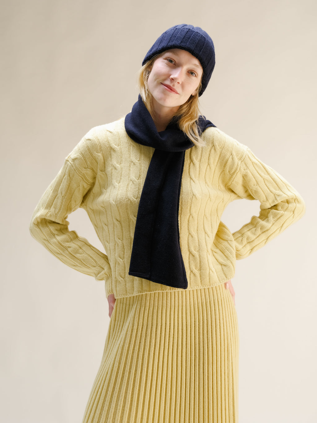 Cashmere Mix Ribbed Beanie