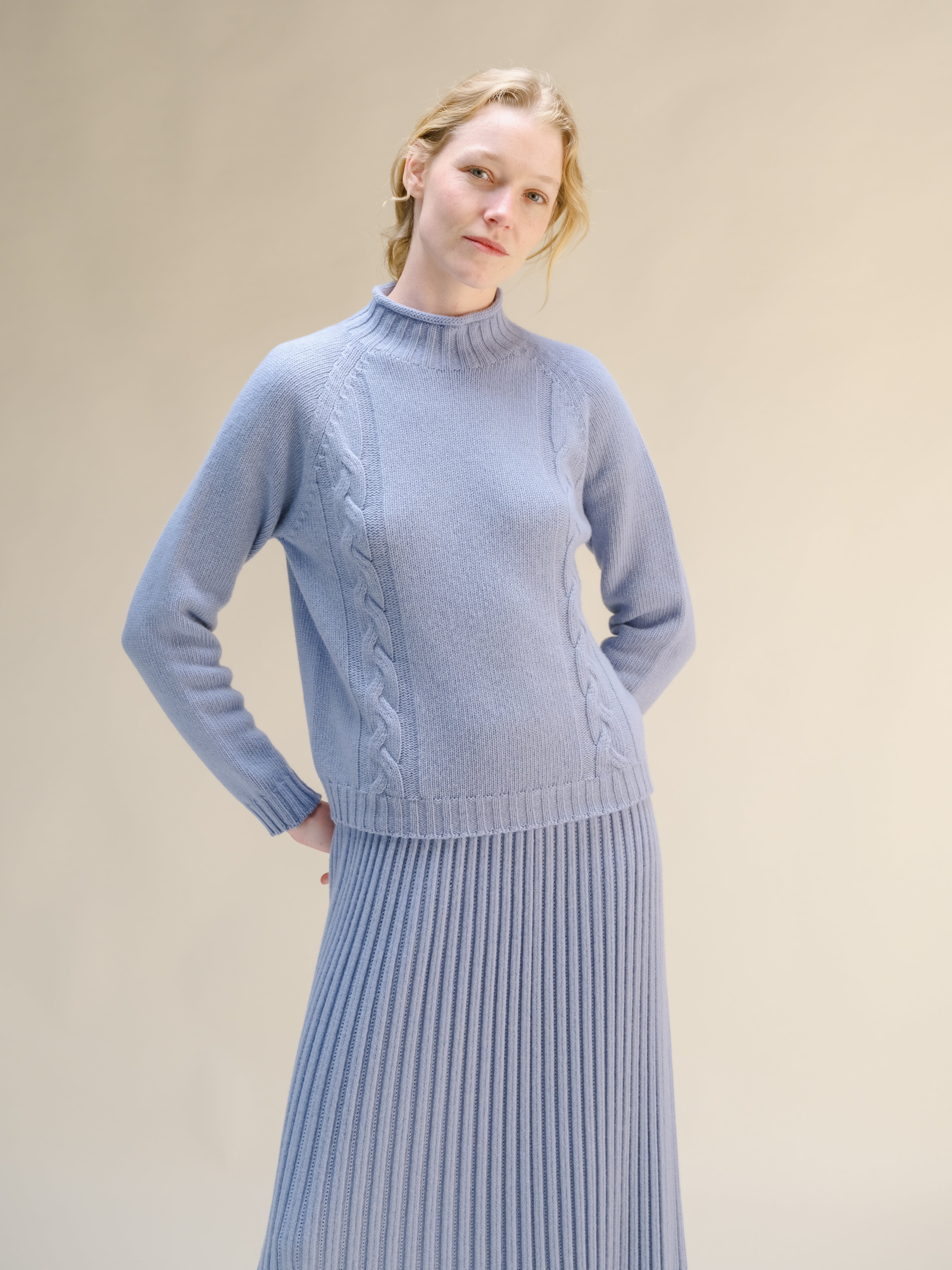Cashmere Mix Cable "Ricciolo" Sweater (3D-Knit)