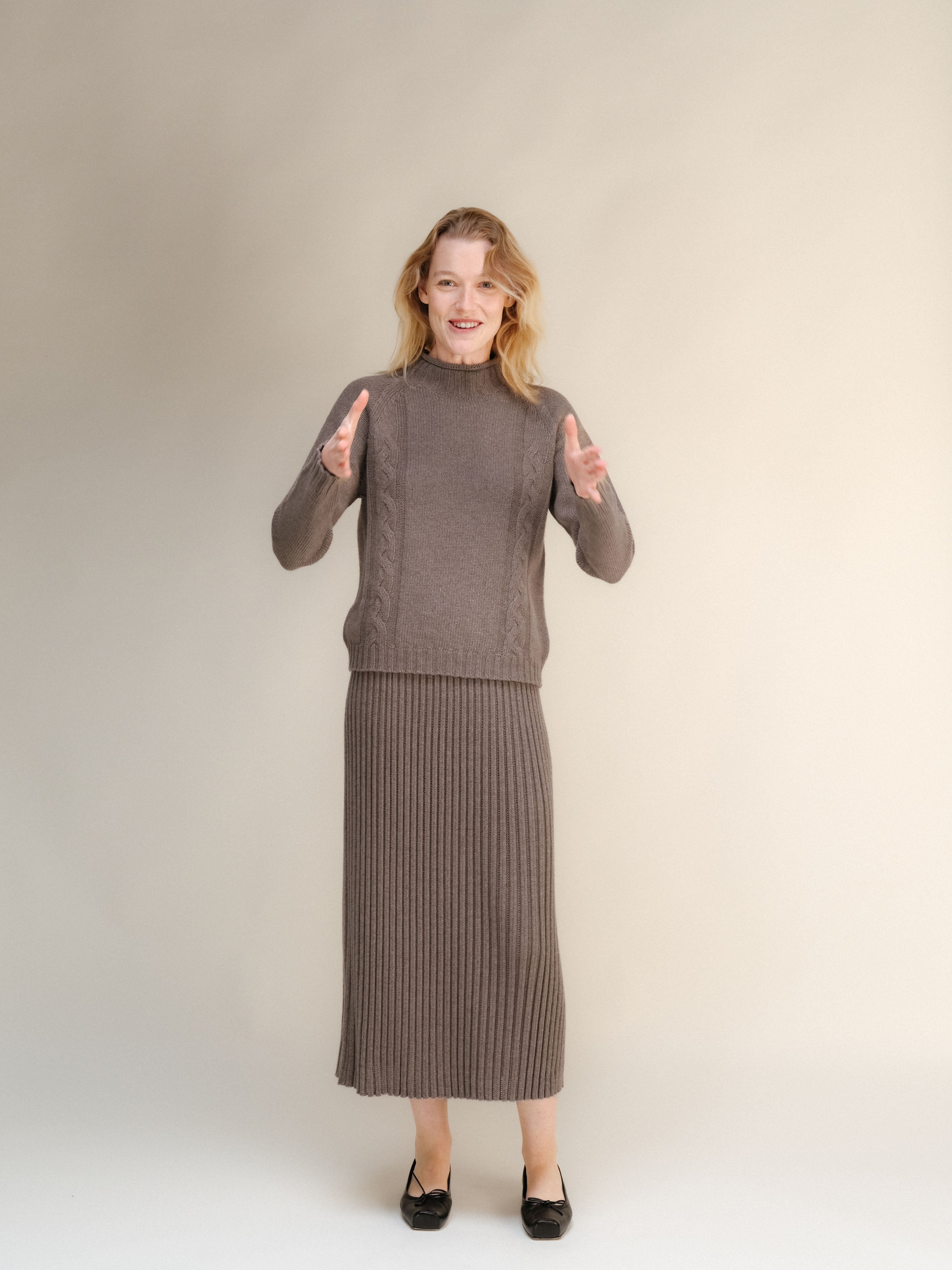 Cashmere Mix Cable "Ricciolo" Sweater (3D-Knit)