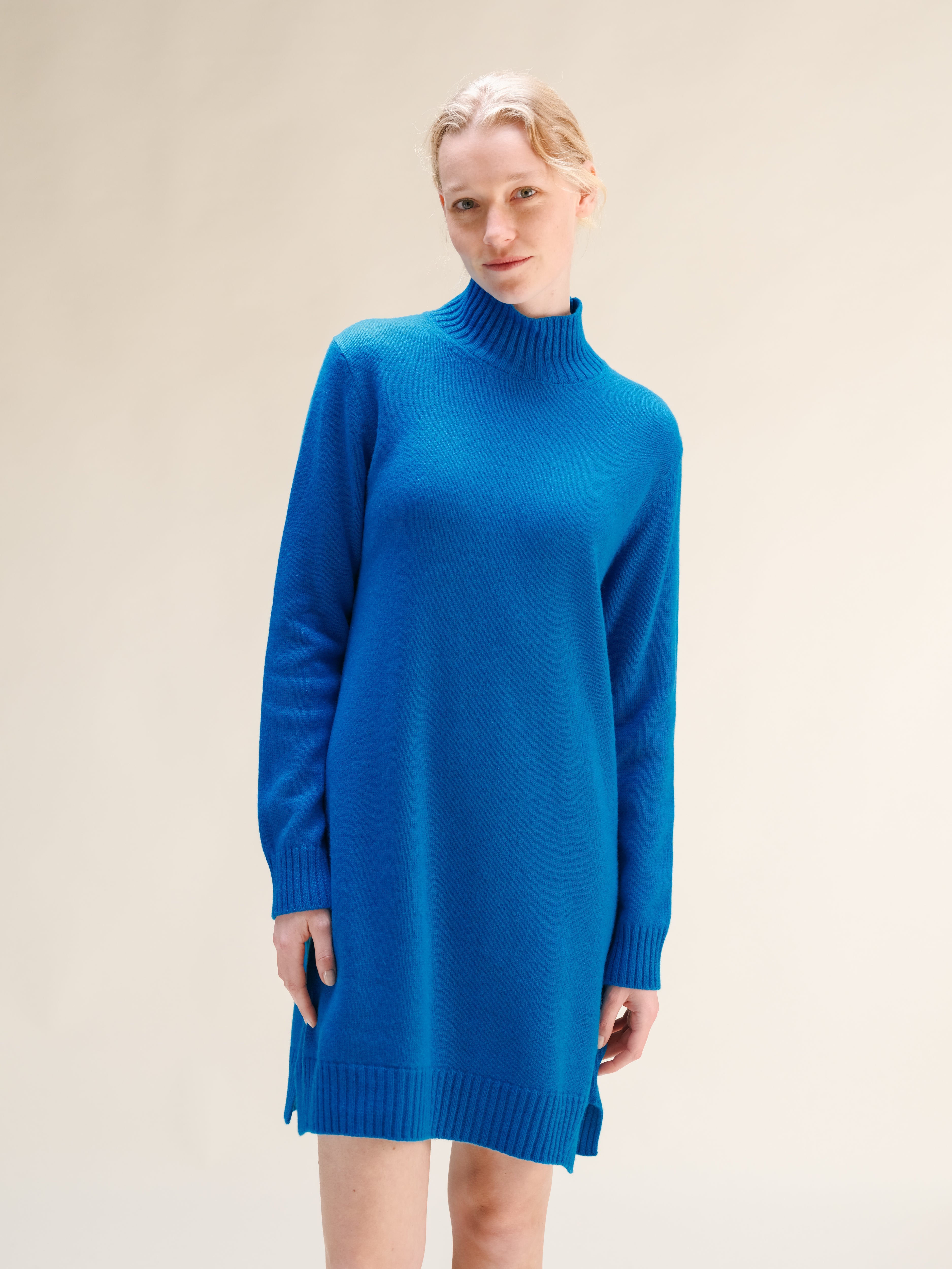Cashmere Mix High Neck Midi Dress