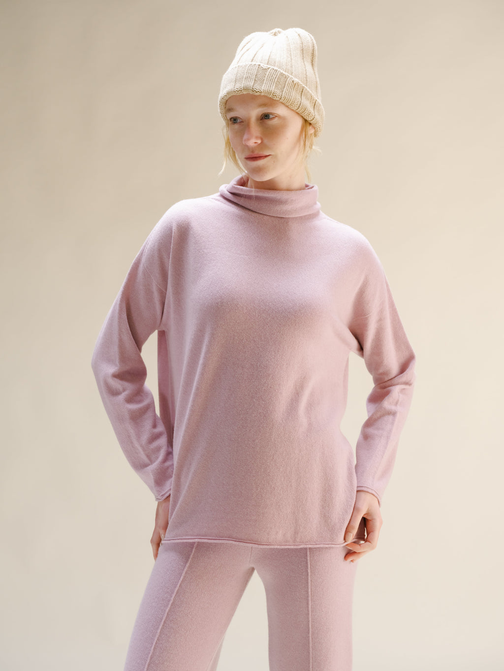 Cashmere Mix Ribbed Beanie