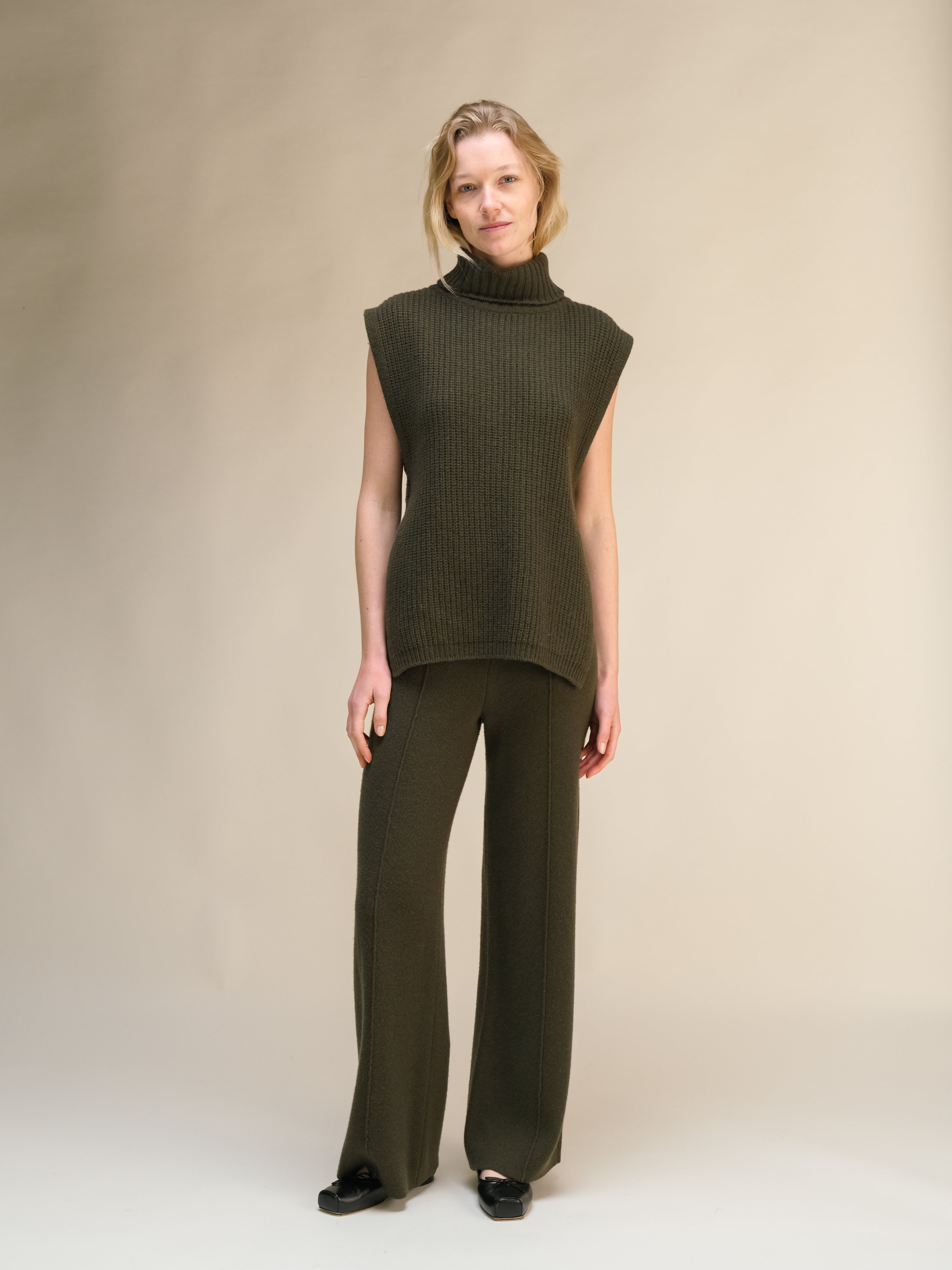Cashmere Mix Sleeveless Turtle Neck Tunic