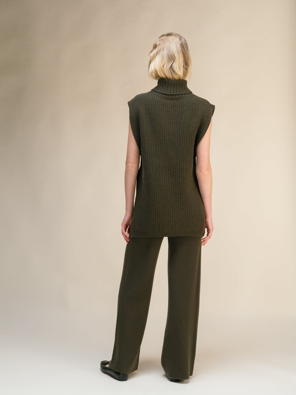 Cashmere Mix Sleeveless Turtle Neck Tunic