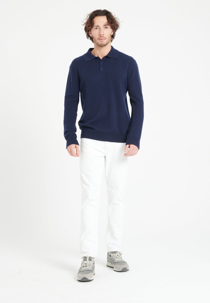 Navy Blue Cashmere Polo – Refined Everyday Comfort