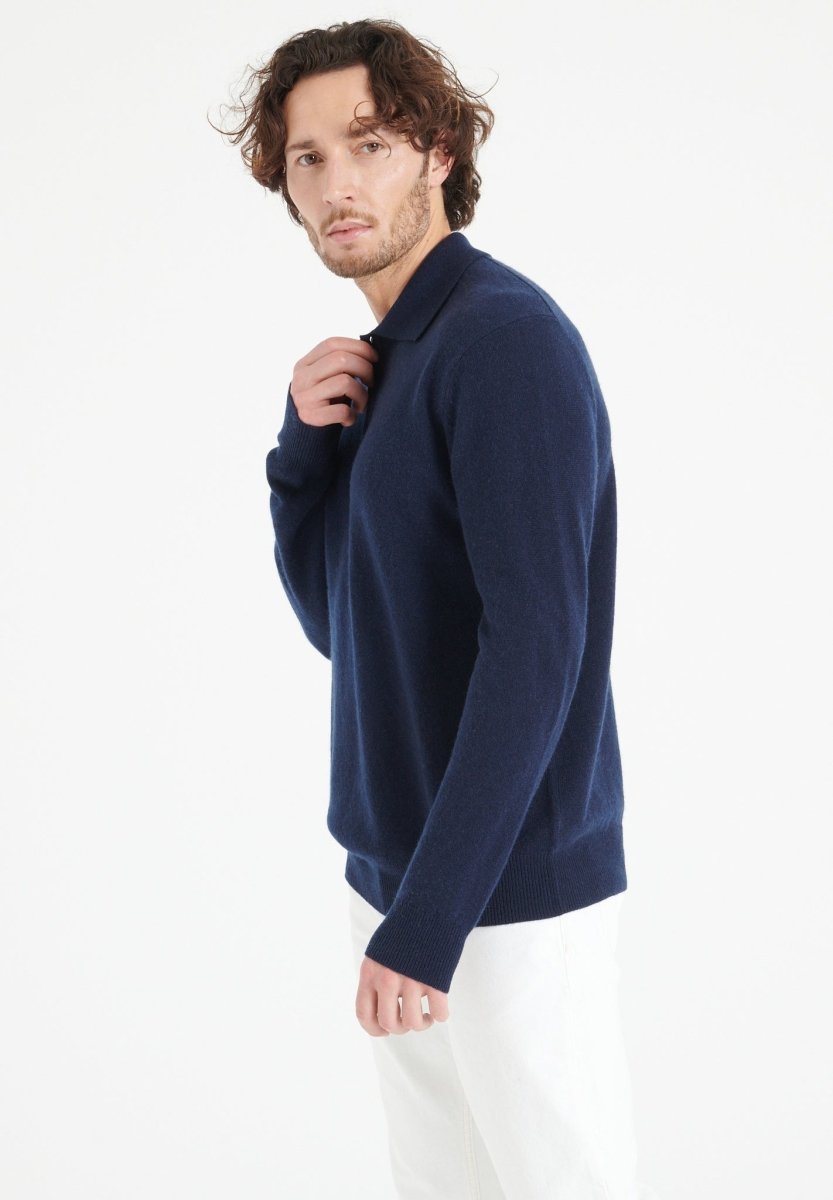 Navy Blue Cashmere Polo – Refined Everyday Comfort