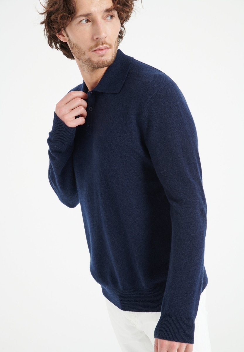 Navy Blue Cashmere Polo – Refined Everyday Comfort