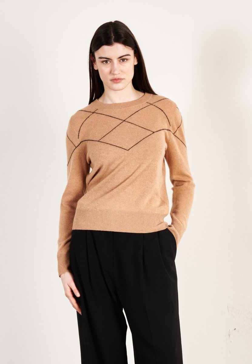 Round-Neck Cashmere Sweater – Subtle Graphic & Absolute Softness